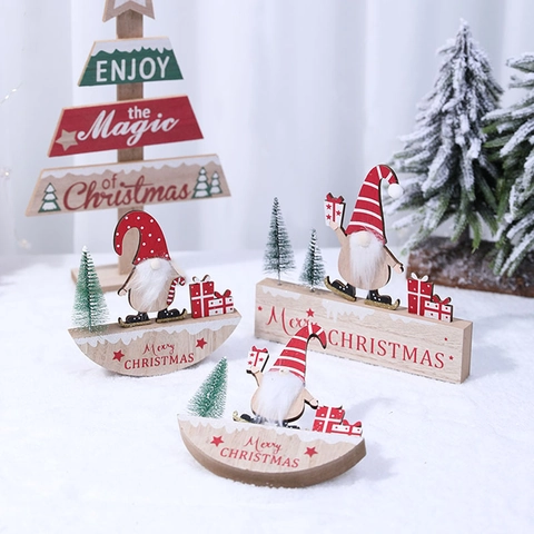 Décorations De Noël En Bois Figurines De Gnome Joyeux Noël Décoration De Table Style Nordique Décor De Fête