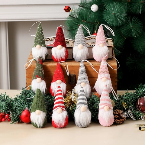Ornamenti Appesi Gnomo Di Natale Tessuto A Maglia Pelliccia Sintetica Tomte Svedese Bambola Senza Volto Decorazione Festa Casa Nordico