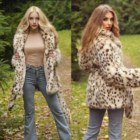 Cappotto In Pelliccia Sintetica Da Donna Stampa Leopardata Chic Con Cintura Collo Revers Giacca Invernale Elegante