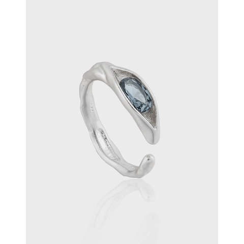Anillo Abierto de Plata de Ley S925 Lava Irregular Circonia para Mujer Minimalista Estilo Frío Geométrico Anillo Ajustable Joyería