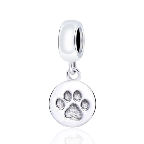 925 Sterling Silver Paw Print Charm Pendant Polished Animal Footprint DIY Jewelry Making Accessory For Women