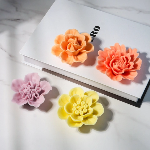 3D Bloem Siliconen Mallen Voor Kaarsen Maken Pioen Camellia Azalea Hibiscus Vormen DIY Zeep Hars Gieten Ambachtelijke