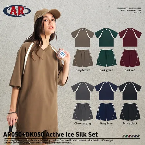 Ανδρικό Casual Ντύσιμο Streetwear Retro Sports T Shirt Με Λαιμόκοψη V Και Κοντό Μανίκι Και Σορτς Με Αντίθεση Βαμβάκι Πολυεστέρας Γρήγορο Στέγνωμα Καλοκαίρι Oversized