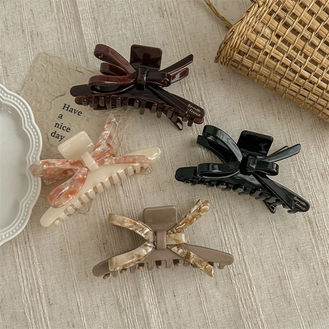Elegante Strik Haarklem Acetaat Cellulose Franse Retro Haarklem Marmer Schildpad Textuur Voor Vrouwen Haarstyling