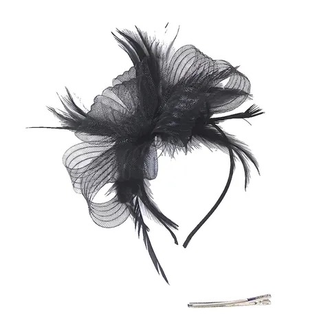 Tocado Vintage Sombrero Pluma Malla Lazo Accesorio Para El Cabello Boda Banquete Fiesta Té Estilo Retro Elegante