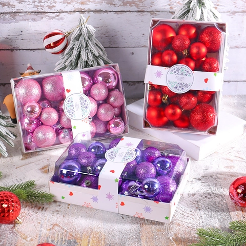 Shatterproof Plastic Christmas Ball Ornaments Multi Size Shiny Matte Glitter Decorative Baubles For Tree Home Party Decor