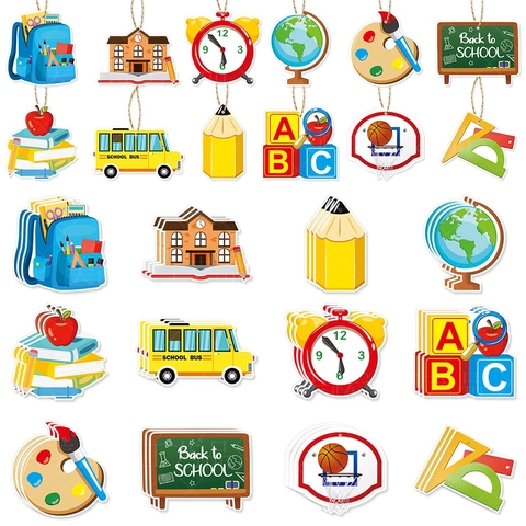 Decorazioni Per Festa Ritorno A Scuola Carta Fronte Retro Ornamenti Appesi Decorazione Classe DIY Design Autobus Scolastico