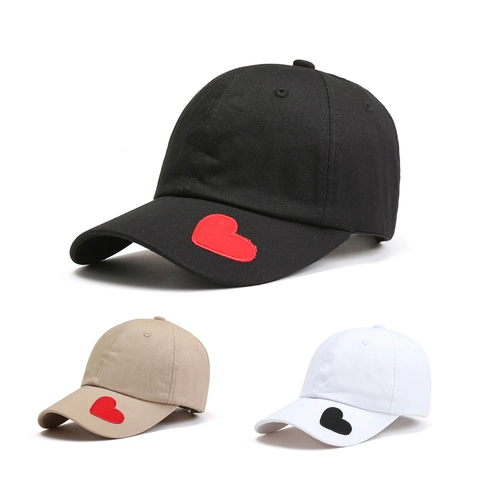 Casquette De Baseball En Coton Avec Broderie Cœur Chapeau Décontracté Réglable Pour Protection Solaire Homme Et Femme