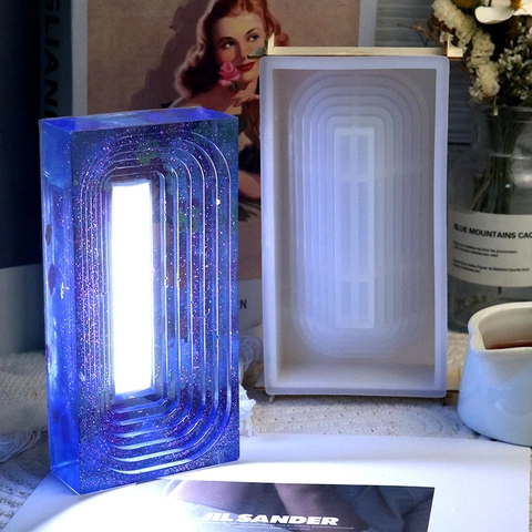 Trapezoid Silicone Mold For DIY Resin Night Light Desktop Ornament Geometric Handmade Crafting Tool Lamp Base
