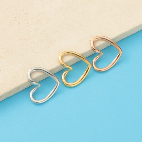 Heart Pendant Charm 304 Stainless Steel Hollow Asymmetric For DIY Jewelry Making Polished Minimalist Romantic Accessories
