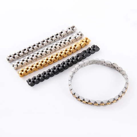 Pulsera De Eslabones De Acero Inoxidable Estilo Correa De Reloj Joyería Minimalista Pulida Para Hombres Mujeres