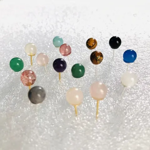 Natürliche Kristallstein Ohrstecker Mit 925 Sterling Silber Ohrstecker-Stift Polierte Runde Edelstein Ohrschmuck Für Damen