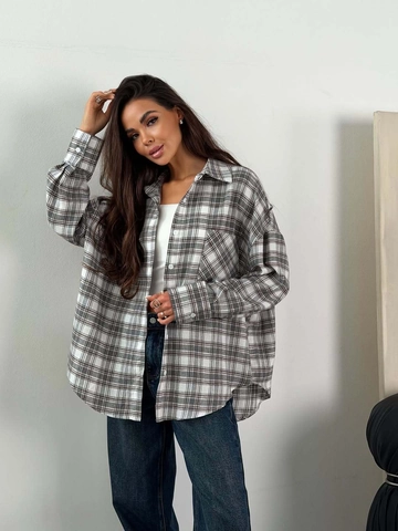 Dames Geruite Overhemd Polyester Katoen Losse Lange Mouwen Revers Knoopsluiting Blouse Casual Vintage Tops