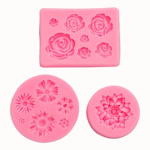 Flower Silicone Molds Rose Daisy Pattern Food Grade For Fondant Cake Decoration Baking Chocolate Soap Crafting DIY