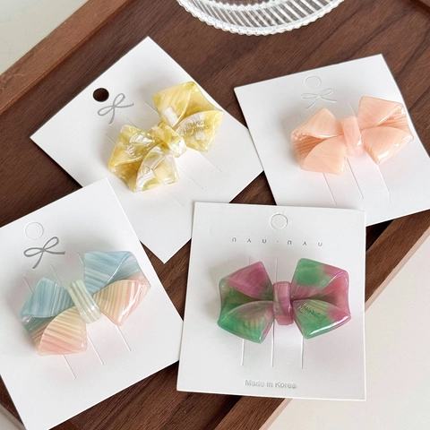 Pinza Para El Pelo Con Lazo De Acetato Mármol Rayas Pico De Pato Elegante Accesorio De Moda Para Mujer
