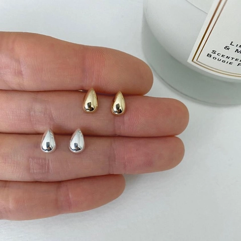 925 Sterling Silver Stud Earrings Minimalist Water Drop Shape Polished Jewelry For Women Korean Ins Style