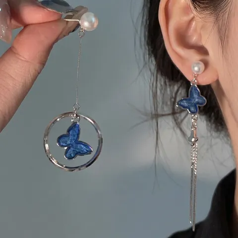 Fashion Earrings For Women With Silver Earring Post Resin Alloy Geometric Flower Butterfly Dangle Stud Trendy Jewelry
