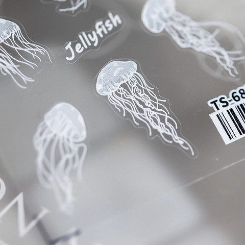 Weiße Quallen Nagelkunst Aufkleber Ultradünne Selbstklebende Transparente Japanische DIY Maniküre Dekoration