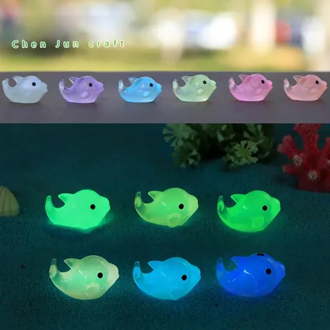 Miniature Delfino Luminose Resina Si Illumina Al Buio Decorazione Giardino Micro Paesaggio Statuetta Animale Carino Ornamento Scrivania Acquario