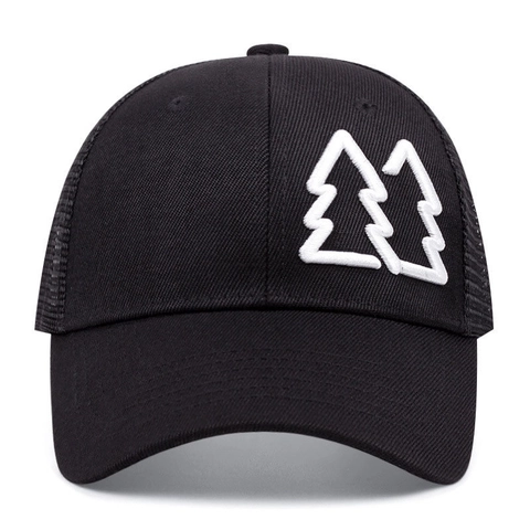 Twin Trees Embroidery Trucker Hat Mesh Breathable Baseball Cap Adjustable Snapback For Outdoor Sun Protection