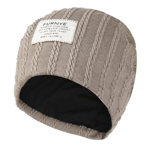 Bonnet En Maille Torsadée Coton Polyester Chaud Hiver Slouchy Skull Cap Avec Patch Pour Hommes Femmes