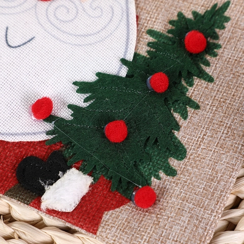 Weihnachts Geschenkbeutel Kordelzug Leinen Süßigkeiten Beutel Weihnachtsmann Schneemann Festliche Party Dekoration
