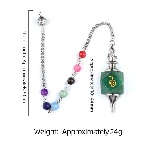 Natural Stone Reiki Cho Ku Rei Crystal Pendulum With Chakra Beads Healing Divination Dowsing Pendant