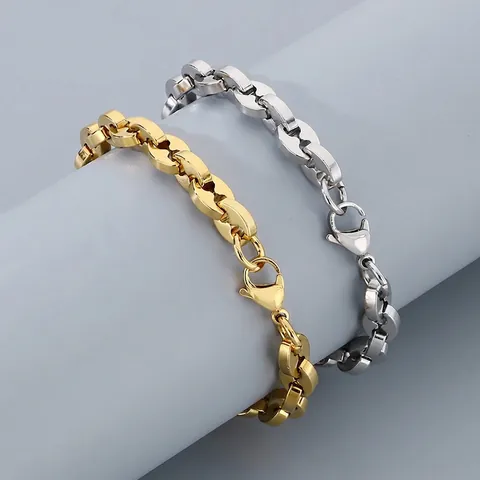 Stainless Steel Coffee Bean Link Bracelet Pig Nose Chain Minimalist Fashion Jewelry For Women