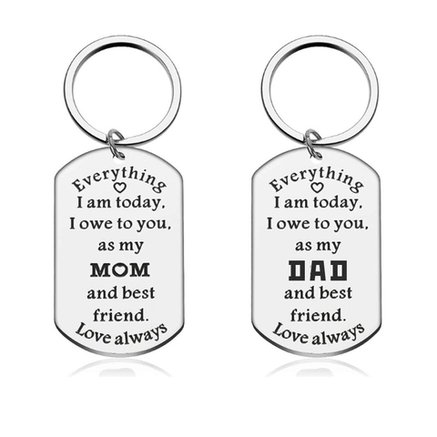Edelstahl Dog Tag Schlüsselanhänger Mit Gravur Für Mama Papa Geschenk Best Friend Today I Owe To You Metall Schlüsselring