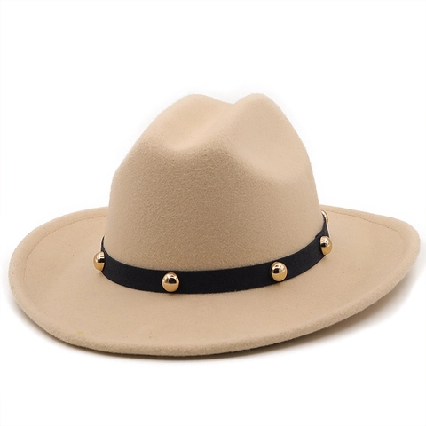Cappello Fedora A Tesa Larga In Feltro Di Poliestere Berretto Jazz Retrò Con Cintura A Borchie Per Uomo E Donna Stile Classico