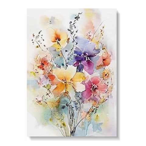 Watercolor Floral Abstract Unframed Canvas Wall Art Nordic Style Modern Poster Home Decor Living Room Bedroom Painting