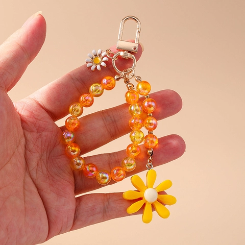Portachiavi con Perline alla Moda Fragola e Fiori Ciondolo per Borsa in Lega di Zinco e Resina per Donne e Ragazze Accessorio Zaino