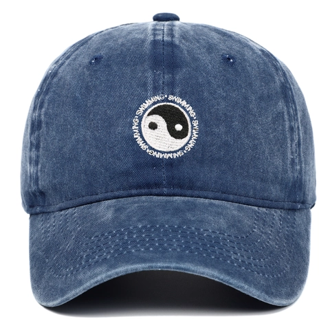Cappello Da Baseball Ricamo Tai Chi Yin Yang Cotone Lavato Retro Regolabile Casual Berretto Sole