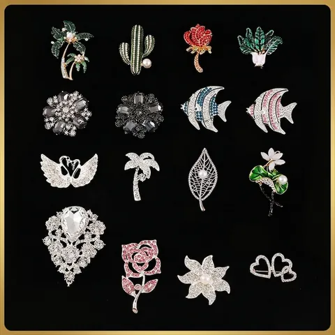 Broches DIY À La Main Alliage Strass Künstliche Perle Fleur Animal Forme Épingles Pour Étui De Téléphone Vêtements Sacs Accessoires