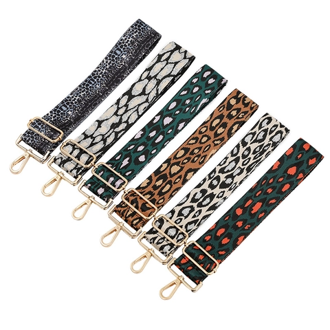 Wide Adjustable Replacement Shoulder Strap Polyester Webbing Colorful Leopard Print For Handbags Crossbody Bags