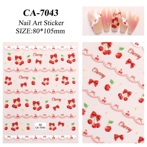 5D Relievo Nail Art Stickers Self Adhesive Cartoon Heart Bow Flower Chinese Style DIY Manicure Decoration Tool