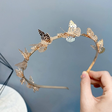 Hohl Schmetterling Stirnband Legierung Metall 3D Haarreif Elegant Süß Haarschmuck Für Damen Mädchen