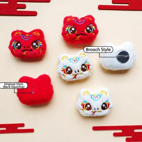 Spilla Testa Di Serpente Peluche Ricamata Ornamento DIY Stile Capodanno Cinese Tradizionale Per Cappello Vestiti