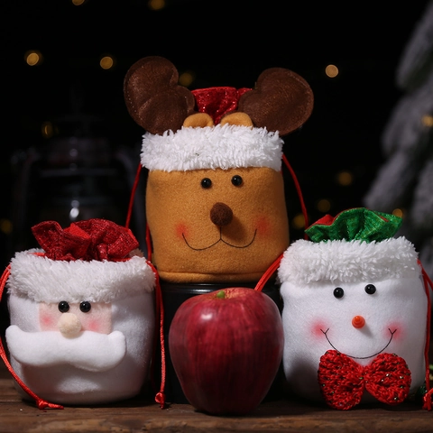 Sacchetti Regalo con Coulisse di Natale Babbo Natale Pupazzo di Neve Renna Peluche Sacchetti Caramelle per Festa Vacanze Arredamento Regalo Bambini