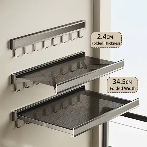 Folding Clothes Drying Rack Space Aluminum Retractable Wall Mounted Laundry Airer No Drilling For Balcony Window
