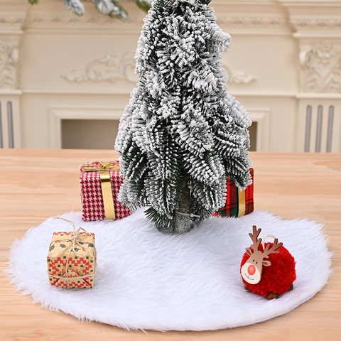 Mini Jupe De Sapin De Noël Peluche Fausse Fourrure Ronde Décoration De Fête Maison Tapis De Base Souple Ornement Festif