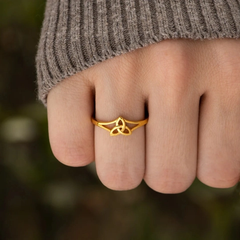 Trinity Knoten Keltischer Ring 925 Sterlingsilber Gold Galvanisiert Geometrischer Mode Ring Für Damen Minimalistischer Schmuck