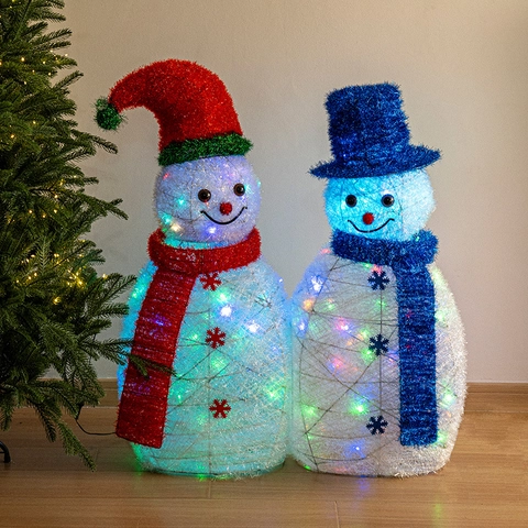 Adornos Navideños De Muñeco De Nieve Luminosos LED Figuras Brillantes Con Luces De Colores Para Decoración De Jardín Y Patio