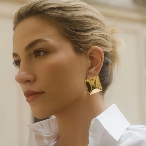 Boucles Oreilles Clous Carrés Géométriques Minimalistes Acier Inoxydable Poli Bijoux Cube Pour Femmes