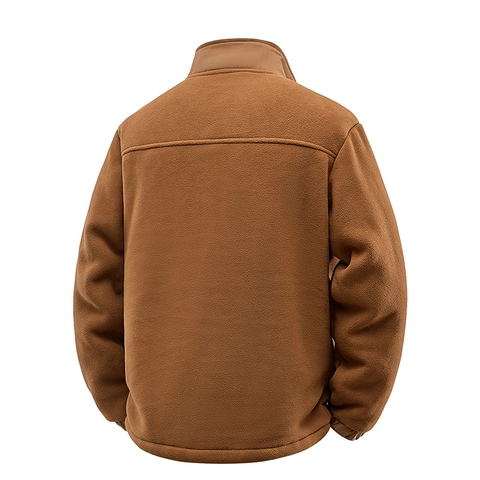 Men's Thickened Fleece Jacket Warm Stand Collar Sherpa Lined Full Zip Sweatshirt Outdoor Casual Cardigan Jacket