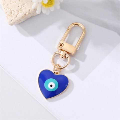 Evil Eye Schlüsselanhänger Legierung Emaille Strass Herz Rund Anhänger Tasche Anhänger Boho Accessoire