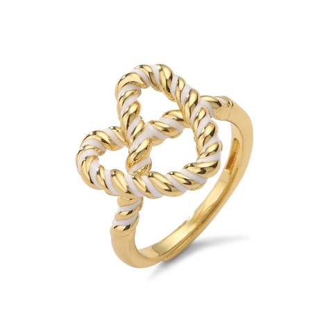 Zoete Hart Ring Gedraaid Touw Kleurrijk Emaille Koper Verguld Verstelbare Open Vinger Sieraden Cadeau Voor Vrouwen