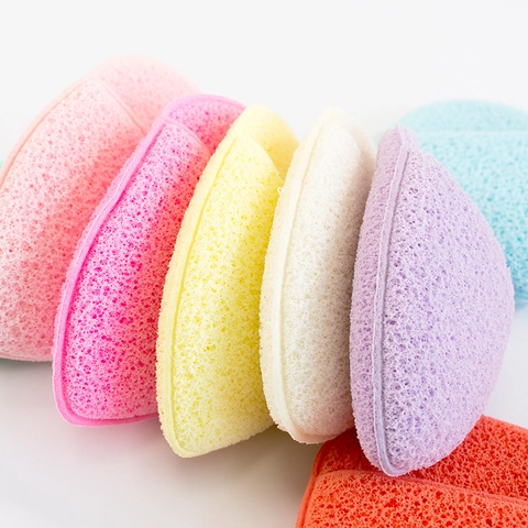 Facial Cleansing Sponges Soft Porous Face Wash Puffs Deep Cleaning Exfoliating Multi Colors Heart Waterdrop Shapes