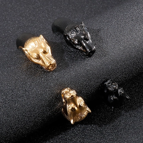 Heren Manchetarmband Roestvrij Staal Met Koeienhuid Leer Textuur Dubbele Leeuwenkop Punk Stijl Vintage Gothische Sieraden