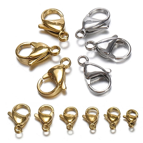 Stainless Steel Lobster Clasps Vacuum Plated Colorfast Connectors For Necklace Bracelet Jewelry Making DIY Findings